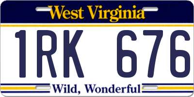 WV license plate 1RK676