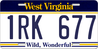 WV license plate 1RK677