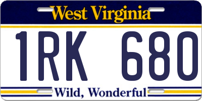WV license plate 1RK680