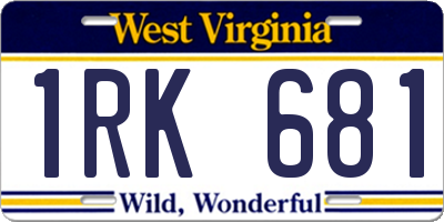 WV license plate 1RK681