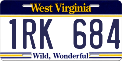 WV license plate 1RK684