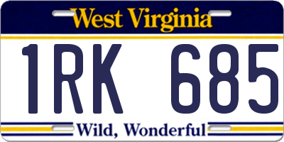 WV license plate 1RK685