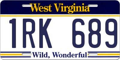 WV license plate 1RK689