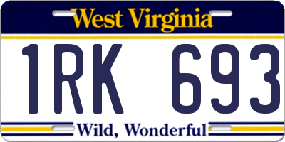 WV license plate 1RK693