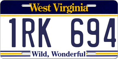 WV license plate 1RK694
