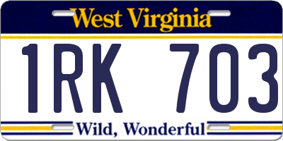 WV license plate 1RK703