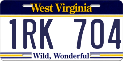 WV license plate 1RK704