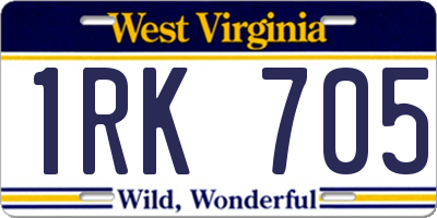 WV license plate 1RK705