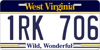 WV license plate 1RK706