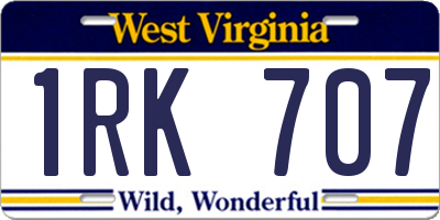 WV license plate 1RK707