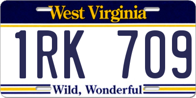 WV license plate 1RK709