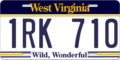 WV license plate 1RK710
