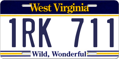 WV license plate 1RK711