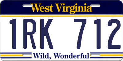 WV license plate 1RK712