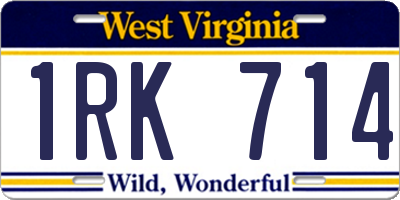 WV license plate 1RK714