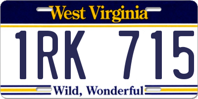WV license plate 1RK715