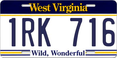 WV license plate 1RK716
