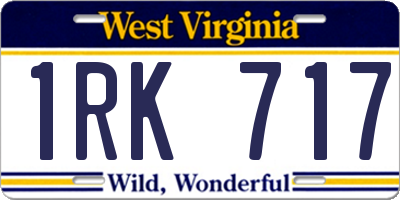 WV license plate 1RK717