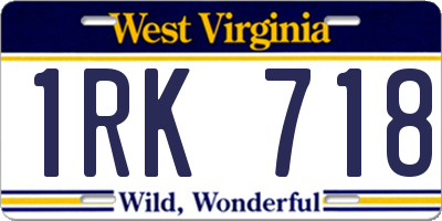 WV license plate 1RK718