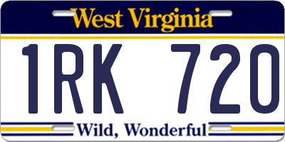 WV license plate 1RK720