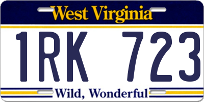 WV license plate 1RK723