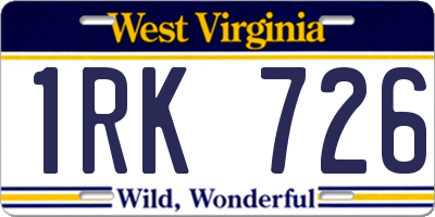 WV license plate 1RK726