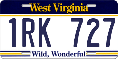 WV license plate 1RK727