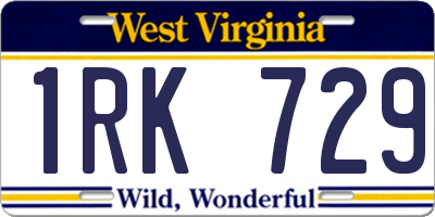 WV license plate 1RK729