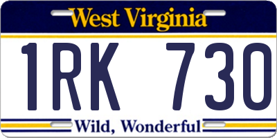 WV license plate 1RK730