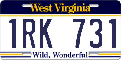 WV license plate 1RK731