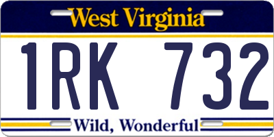 WV license plate 1RK732