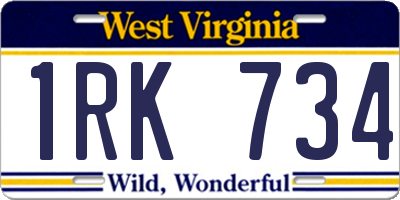 WV license plate 1RK734