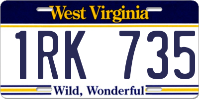 WV license plate 1RK735