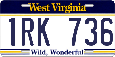 WV license plate 1RK736
