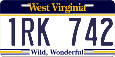 WV license plate 1RK742