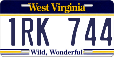 WV license plate 1RK744