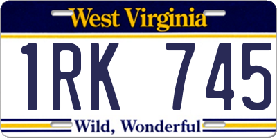 WV license plate 1RK745
