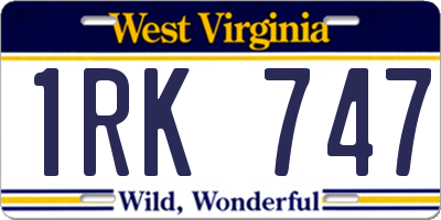 WV license plate 1RK747