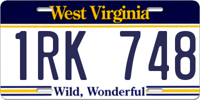 WV license plate 1RK748