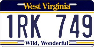 WV license plate 1RK749