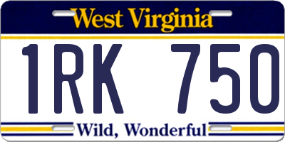 WV license plate 1RK750