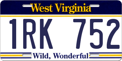 WV license plate 1RK752