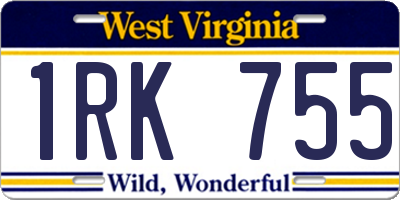 WV license plate 1RK755
