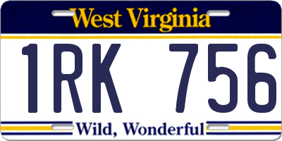 WV license plate 1RK756