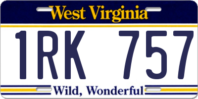 WV license plate 1RK757
