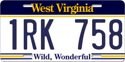 WV license plate 1RK758