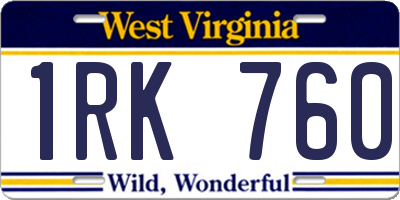 WV license plate 1RK760