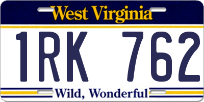 WV license plate 1RK762