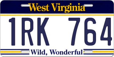 WV license plate 1RK764
