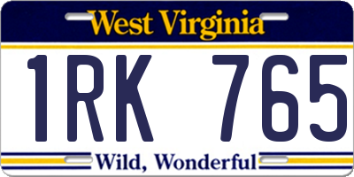 WV license plate 1RK765
